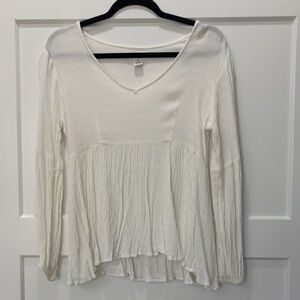 Japna Elegant Boho Cream V-Neck Blouse. Size Small